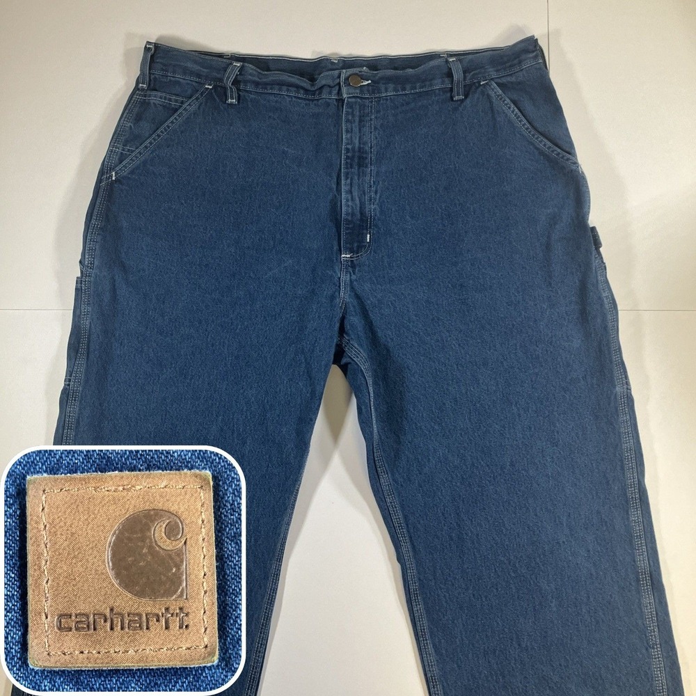 Carhartt B13 DST Jeans Mens 42x30 Blue Denim Dungaree Fit Work Pants